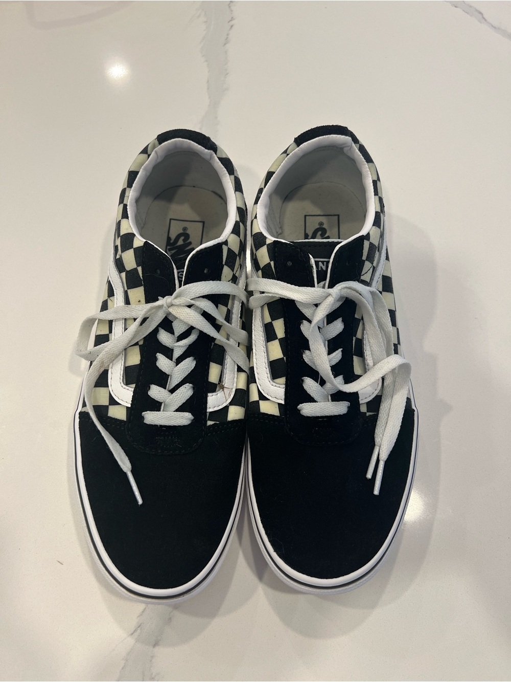 Vans Women’s Checkerboard Low-Top Sneakers in Black and White